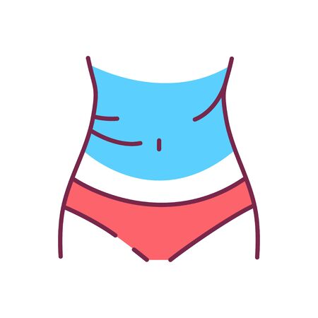 Body wrap color line icon. Wrap of belly. Nourishing cocoon designed to slim and tone your body, hydrate, cleanse or heal your skin. Pictogram for web page, mobile app, promo. Editable strokeのイラスト素材