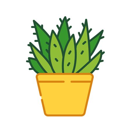 Cactus pot color line icon. Cactus that is growing in the pot. Can be used in interior for decoration. Pictogram for web page, mobile app, promo. UI UX GUI design element.の写真素材