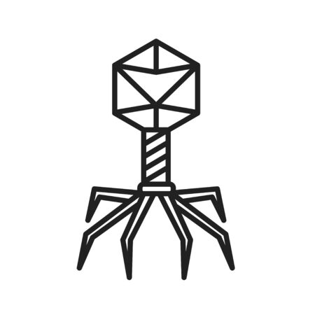 Bacteria bacteriophage black line icon. Bacterial infection sign. Microscopic germ cause diseases concept. Pictogram for web, mobile app, promo. UI UX design element. Editable strokeのイラスト素材