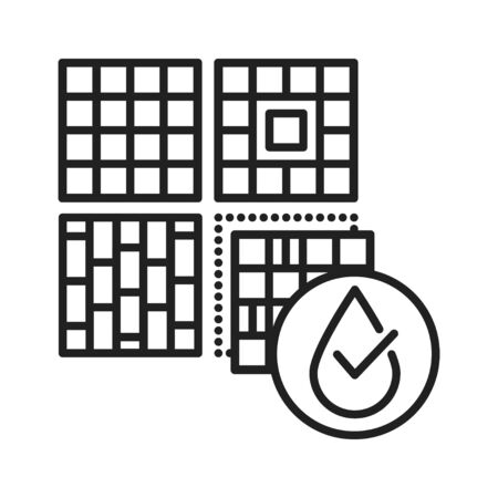 Waterproof wall and floor tile black line icon. Water repellent coating concept. Impermeable material sign. Pictogram for web page, mobile app, promo. UI UX GUI design elementのイラスト素材