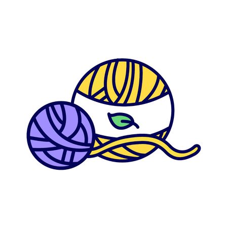 Wool ball color line icon. Thread with which a cloth can be made. Pictogram for web page, mobile app, promo. UI UX GUI design element.のイラスト素材
