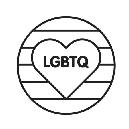 LGBT pride black line icon. Lesbian, Gay, Bisexual, Transgender. Rainbow badge and abbreviation concept. Human rights and tolerance.のイラスト素材