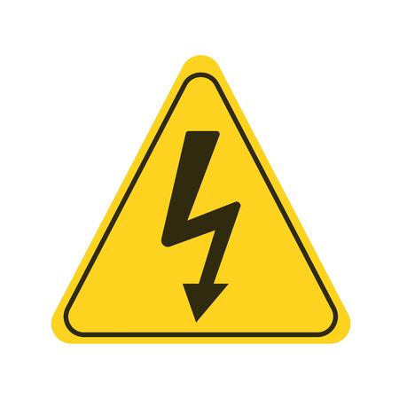 Attention danger of electric shock yellow element. Warning sign. Pictogram for web page, mobile app, promo. UI UX GUI design element.のイラスト素材