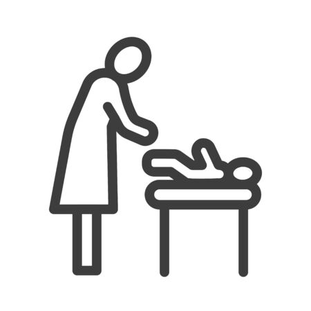 Mother and baby black line icon. Changing diapers sign. Public navigation. Pictogram for web page, mobile app, promo. UI UX GUI design element. Editable stroke.のイラスト素材