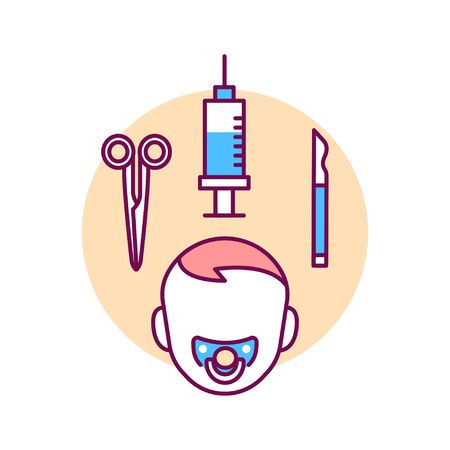 Pediatric surgery color line icon. Medical service and treatment children. Pictogram for web page, mobile app, promo. UI UX GUI design element.のイラスト素材
