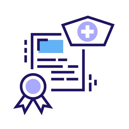 Medical courses color line icon. Health care. Medical education, practice. Pictogram for web page, mobile app UI UX GUI design elementのイラスト素材