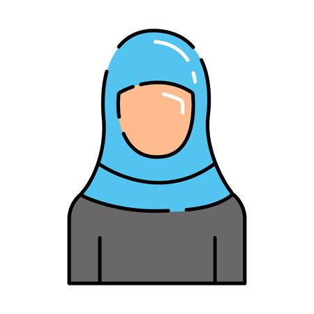Arabic muslim female in traditional cloth color line icon. Pictogram for web page, mobile app, promo. UI UX GUI design element. Editable strokeのイラスト素材
