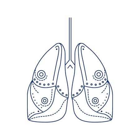 Bio artificial lungs black line icon. Prosthetic device that provides oxygenation of blood and removal of carbon dioxide from the blood. Pictogram for web page, mobile app, promo. Editable strokeのイラスト素材