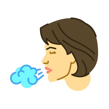 Allergy symptoms flat color icon. Infectious diseases, colds, flu, cough.のイラスト素材