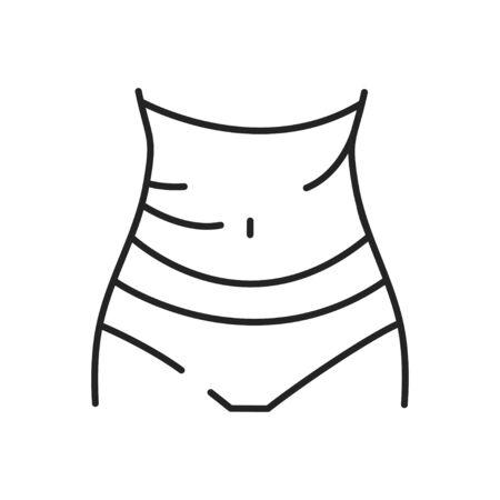 Body wrap black line icon. Wrap of belly. Nourishing cocoon designed to slim and tone your body, hydrate, cleanse or heal your skin. Pictogram for web page, mobile app, promo. Editable stroke.の写真素材