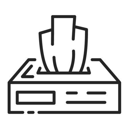 Box disposable napkins black line icon. Paper product. Pictogram for web page, mobile app, promo.の写真素材