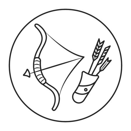 Sagittarius black line icon. Zodiac sign. Astrology and horoscope. Predictions and human character. Element fire. Ruler Jupiter. Editable strokeのイラスト素材