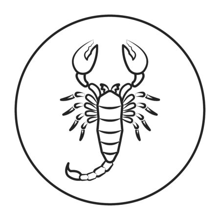 Scorpio black line icon. Zodiac sign. Astrology and horoscope. Predictions and human character. Element water. Ruler Pluto. UI UX GUI design element. Editable stroke.のイラスト素材