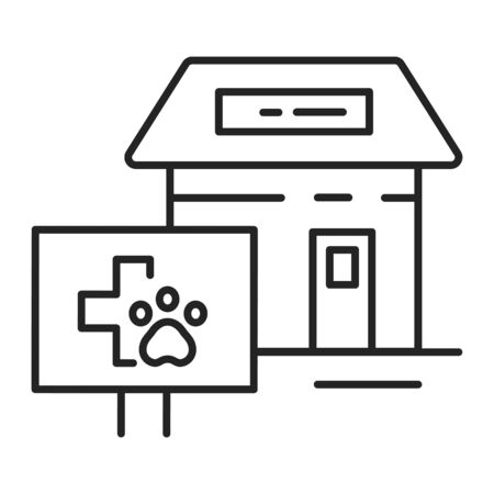 Veterinary clinic black line icon. Place where pets can get medical attention. Pictogram for web page, mobile app, promo. UI UX GUI design elementのイラスト素材