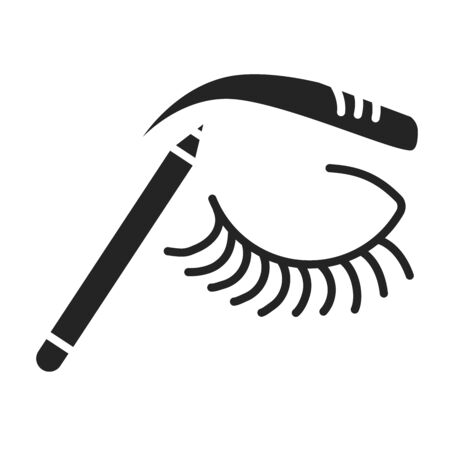 Make up eyebrow black glyph icon. Beauty industry. Pictogram for web page, mobile app, promo. UI UX GUI design elementのイラスト素材