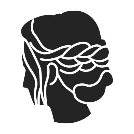 Women with fashionable hairstyle black icon. Hairdresser service. Hair weaving. Pictogram for web page, mobile app, promo. UI UX GUI design element.のイラスト素材