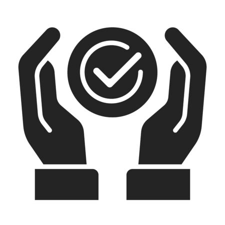 Approved checklist black glyph icon. Check mark list, office organization briefings or questionnaire checkbox concept. Sign for web page, mobile app. Vector isolated object.のイラスト素材