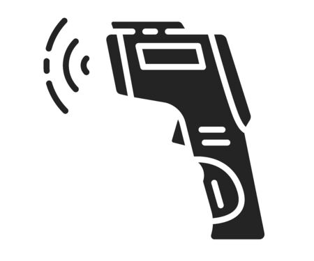 Non-contact infrared thermometer black glyph icon. Epidemic prevention. Pictogram for web page, mobile app, promoのイラスト素材