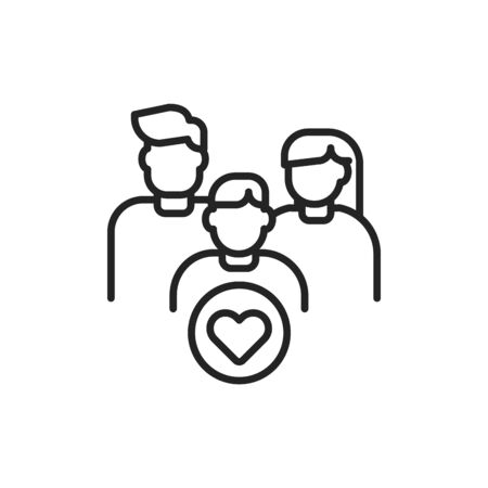 Child custody line black icon. Parenthood sign. Adoption and orphanage vector pictogram. Charity and Volunteering symbol. Template for web page, mobile app, promo, UI UX user interfaceのイラスト素材