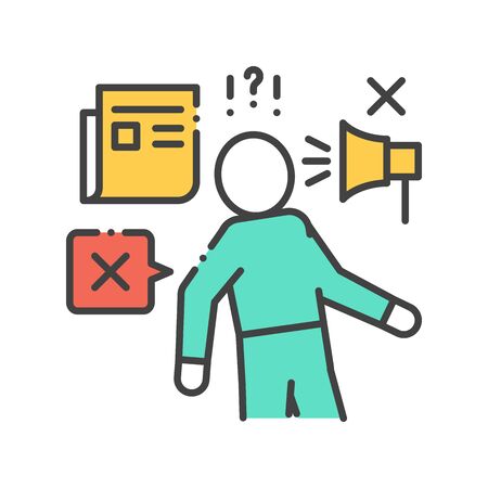 Discredit color line icon. Humiliation, insulting a person concept.のイラスト素材