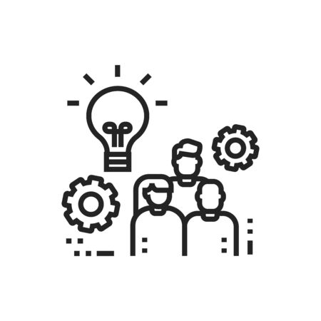 Branding agency black line icon. Influencer marketing team. Pictogram for web page, mobile app,...
