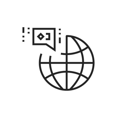 Nation branding black line icon. International cooperation. Pictogram for web page, mobile app, promo. UI UX GUI design element. Editable stroke.のイラスト素材