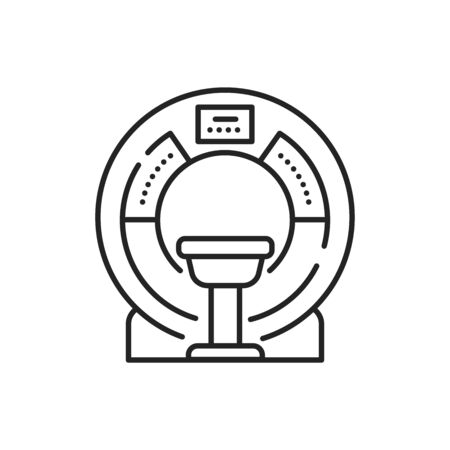 MRI machine scan device in hospital line black icon. Diagnosis of dementia. Medical equipment and health care concept.のイラスト素材