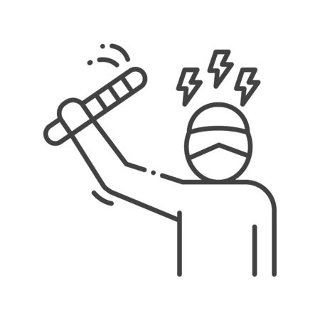 Threat to human life black line icon. Harassment, and violence. Human rights.のイラスト素材