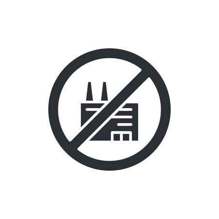 Non factory glyph black icon. Environment protect vector pictogram. Non-pollution technology. Button for web page, app, promo. UI UX GUI design element.のイラスト素材