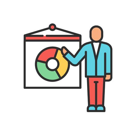 Financial strategy color line icon. Financial short and long-term goals. Pictogram for web page, mobile app, promo. UI UX GUI design element. Editable stroke.のイラスト素材