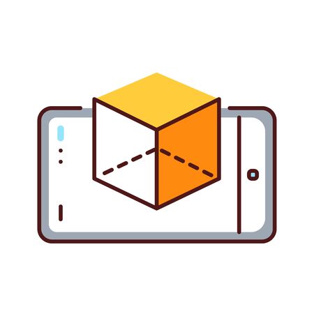 Virtual reality apps color line icon. Innovative technology. Pictogram for web page, mobile app. UI UX GUI design element. Editable strokeのイラスト素材