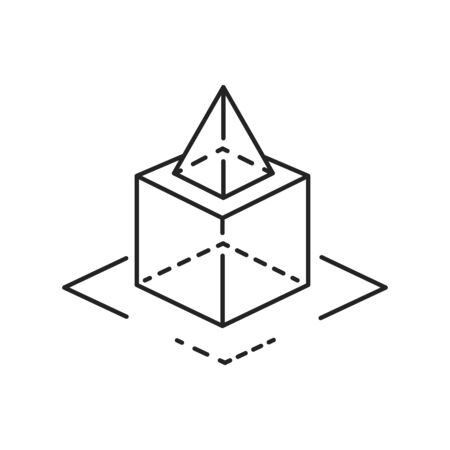 3D objects black line icon. AR and VR. Pictogram for web page, mobile app, promo. UI UX GUI design element. Editable strokeのイラスト素材