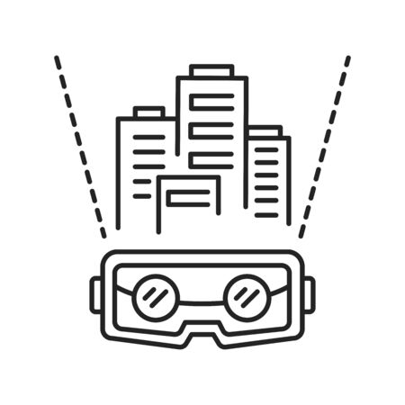 VR architecture black line icon. Virtual building development. Smart industry. Pictogram for web page, mobile app, promo. UI UX GUI design element. Editable strokeのイラスト素材