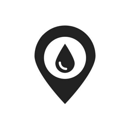 Blood bank location black glyph icon. Transfusion,donation, charity concept. Pictogram for web, mobile app, promo. UI UX design elementのイラスト素材