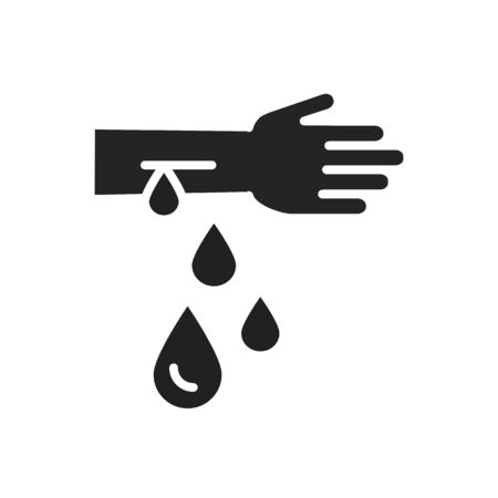 Blood loss black glyph icon. Bleeding arm vector element. Injury concept. Pictogram for web, mobile app, promo. UI UX design elementのイラスト素材