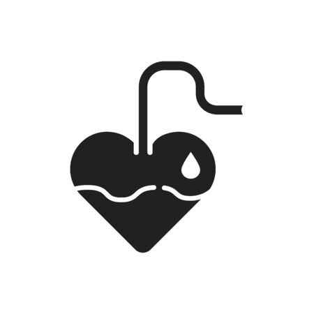 Blood transfusion black glyph icon. Donation, charity concept. Pictogram for web, mobile app, promo. UI UX design elementのイラスト素材