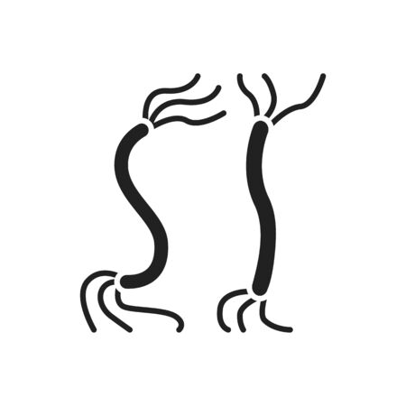 Bacteria spirilla black glyph icon. Spirochaetes microorganism sign. Microbiology concept. Pictogram for web, mobile app, promo. UI UX design elementのイラスト素材