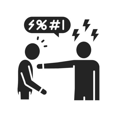 Insult black glyph icon. Verbal bullying. Harassment, social abuse and violence.のイラスト素材