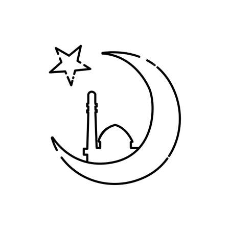 Ramadan Kareem black line icon. Crescent moon and mosque. Pictogram for web page, mobile app, promo. UI UX GUI design element. Editable stroke.のイラスト素材