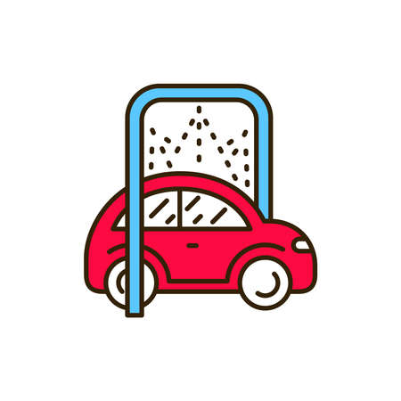 Car disinfection color line icon. Automatic car wash. Pictogram for web, mobile app, promo. UI UX design element.のイラスト素材