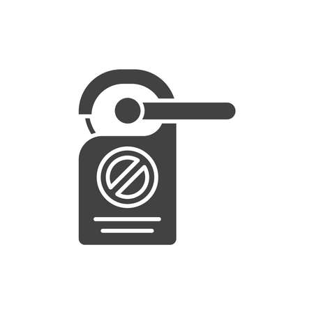 Do not disturb tag black glyph icon. Hotel service sign. Time relax concept. Pictogram for web page, mobile app, promo. UI UX GUI design element.のイラスト素材