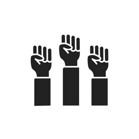 Human fists LGBT protest black glyph line icon. Lesbian, Gay, Bisexual, Transgender. Rainbow power concept. Pride, rights and tolerance. Sign for web page, mobile app, social mediaのイラスト素材