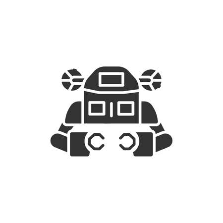 Underwater robot black glyph icon. Aquanaut, an autonomous electric submarine. Innovation in technology. Sign for web page, app. UI UX GUI design elementのイラスト素材