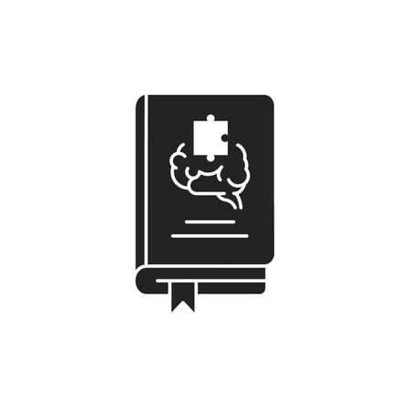 Psychology book black glyph icon. The scientific study of the mind and behavior. Pictogram for web page, mobile app, promo. UI UX GUI design elementのイラスト素材
