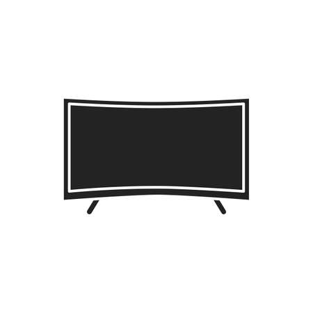 Curved screen black glyph icon. Type of tv screen. Allowing a wider field of view. Pictogram for web page, mobile app, promo. UI UX GUI design elementのイラスト素材