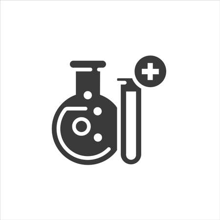 Pharmaceutical industry glyph black icon. Manufacturing medicines, vaccines. Sign for web page, mobile app, button. Vector isolated sign.のイラスト素材