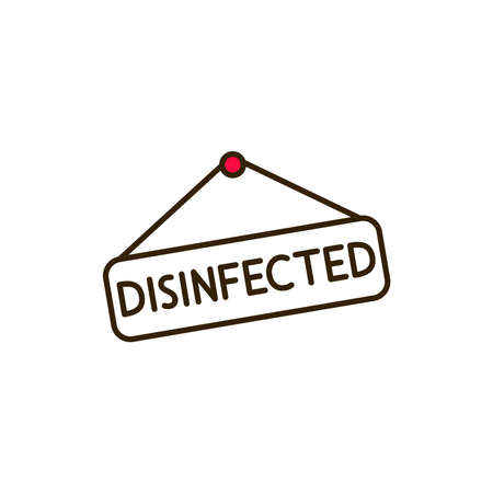 Nameplate disinfected color line icon. Cleaning service. Pictogram for web, mobile app, promo. UI UX design elementのイラスト素材