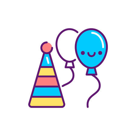 Organization of children events line color icon. Event management. Sign for web page, mobile app, button. Vector isolated element. Editable stroke.のイラスト素材