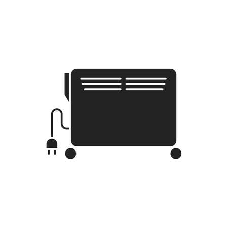 Heater black glyph icon. Heats the room, can be moved thanks to the wheels. Pictogram for web page, mobile app, promo. UI UX GUI design elementのイラスト素材