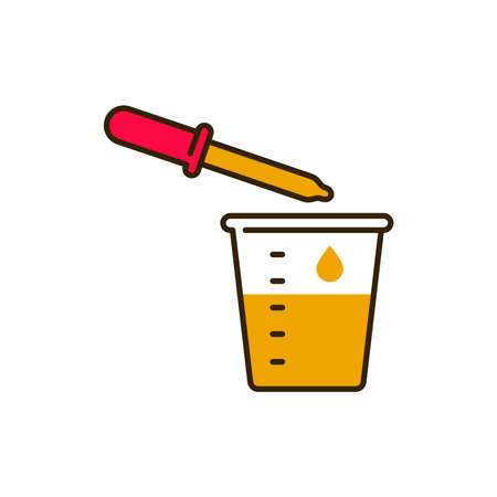 Urine analysis color line icon. Medical and scientific concept. Laboratory diagnostics. Pictogram for web, mobile app, promo. UI UX design element.のイラスト素材